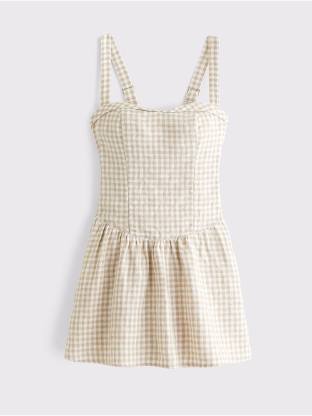 Abercrombie & Fitch Gingham Linen Drop-Waist Skort Dress